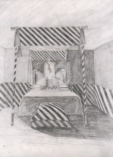 Digital Arts titled "French bedroom , 法式…" by Katwrina Golban, Original Artwork, Pencil