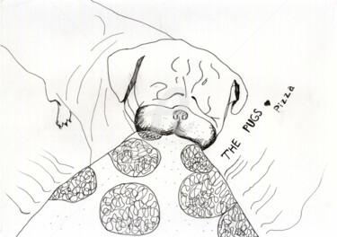 Desenho intitulada "Mops Pizza Love" por Katwrina Golban, Obras de arte originais, Canetac de aerossol