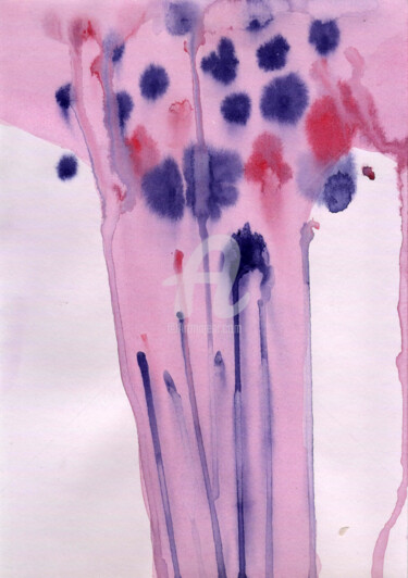 Pittura intitolato "Pink jellyfish ,現代藝…" da Katwrina Golban, Opera d'arte originale, Acquarello