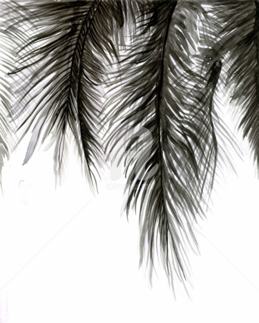 Pintura titulada "Palm leaves, 現代藝術 ,…" por Katwrina Golban, Obra de arte original, Acuarela