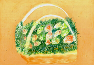 Painting titled "Orange and light gr…" by Katwrina Golban, Original Artwork, Watercolor