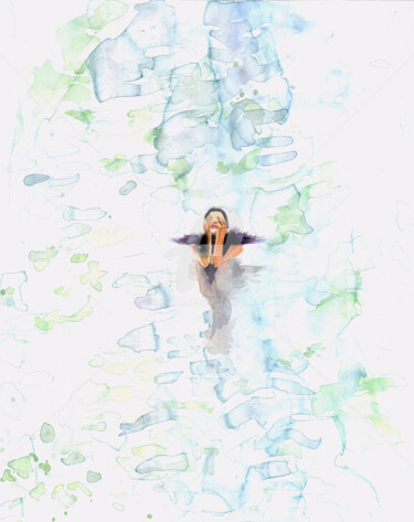 Peinture intitulée "Bathe in the water" par Katwrina Golban, Œuvre d'art originale, Aquarelle