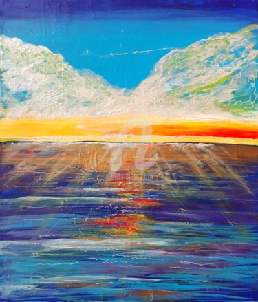 Pittura intitolato "Sunset , 現代藝術 , 2020" da Katwrina Golban, Opera d'arte originale, Acrilico