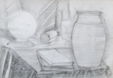 Dessin intitulée "Gray tenderness" par Katwrina Golban, Œuvre d'art originale, Crayon