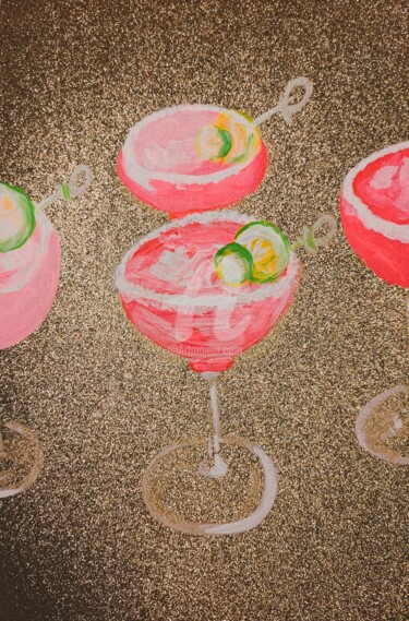 Pintura titulada "Pink martini , deco…" por Katwrina Golban, Obra de arte original, Acrílico