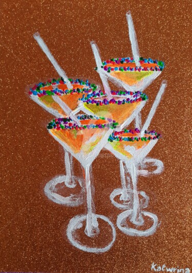 Malerei mit dem Titel "Martini glasses, pa…" von Katwrina Golban, Original-Kunstwerk, Acryl