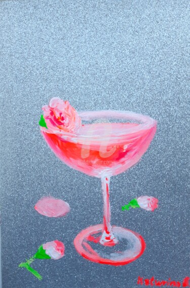 Painting titled "Martini Royale Rosa…" by Katwrina Golban, Original Artwork, Acrylic