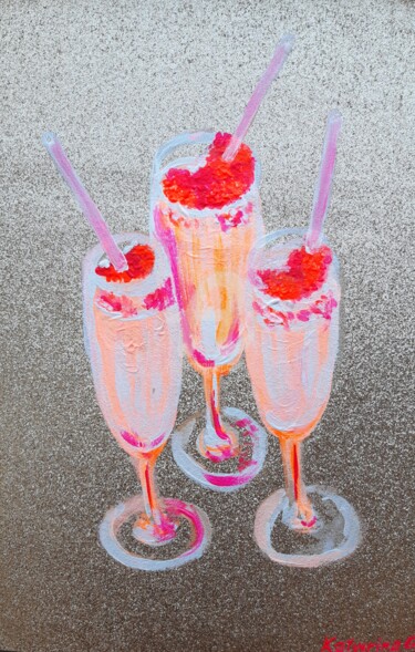 Peinture intitulée "Pink ice wine" par Katwrina Golban, Œuvre d'art originale, Acrylique