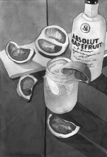 Digital Arts titled "Grapefruit alcoholi…" by Katwrina Golban, Original Artwork, Watercolor