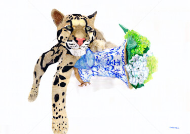Картина под названием "Jaguar animal paint…" - Katwrina Golban, Подлинное произведение искусства, Акварель