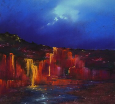 Drawing titled "Les chutes" by Katy Becchia Sala, Original Artwork, Pastel Mounted on Other rigid panel