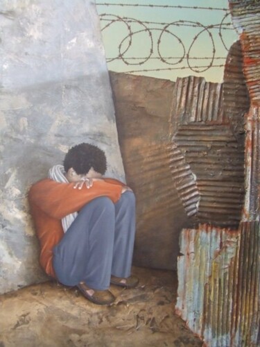 Painting titled "Enfermement" by Katy Becchia Sala, Original Artwork
