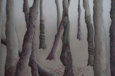 Peinture intitulée "La longue dame brune" par Katy Becchia Sala, Œuvre d'art originale, Huile