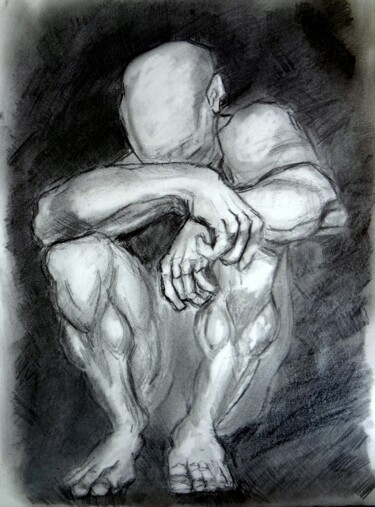 Tekening getiteld "Introspection" door Katy Hawk, Origineel Kunstwerk, Houtskool