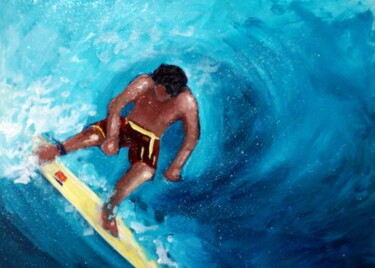 Painting titled "California Surfer" by Katy Hawk, Original Artwork, Acrylic