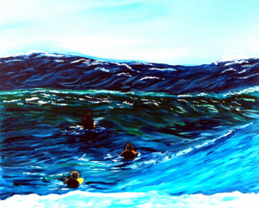 Painting titled "Surf Riders" by Katy Hawk, Original Artwork, Acrylic