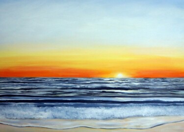 Peinture intitulée "Outer Banks Sunrise" par Katy Hawk, Œuvre d'art originale, Huile