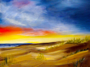 Schilderij getiteld "Outer Banks Beach" door Katy Hawk, Origineel Kunstwerk, Olie