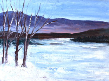 Pintura intitulada "Frozen River" por Katy Hawk, Obras de arte originais, Óleo