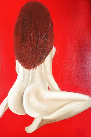 Painting titled "Oil painting, nude…" by Katy Joy, Original Artwork, Oil Mounted on Cardboard