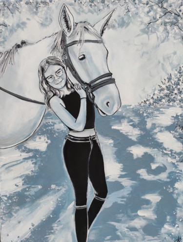 Peinture intitulée "Mon beau cheval" par Katy Lecomte, Œuvre d'art originale, Acrylique Monté sur Châssis en bois