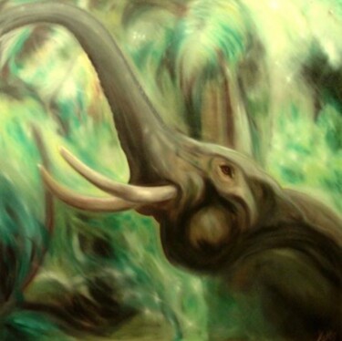 Peinture intitulée "Elephant" par Katy Von Lojewski, Œuvre d'art originale, Huile