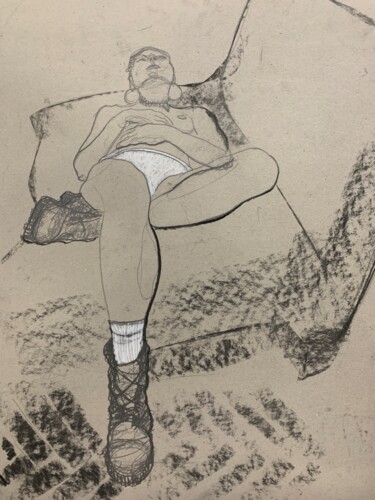 Рисунок под названием "Девушка на Диване" - Katya Lukianova, Подлинное произведение искусства, Древесный уголь