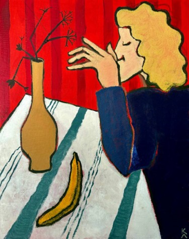 Pintura titulada "I eat bananas for b…" por Katya Lukianova, Obra de arte original, Oleo