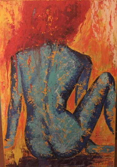 Painting titled "Une femme nue (prin…" by Katya Willeron, Original Artwork, Oil