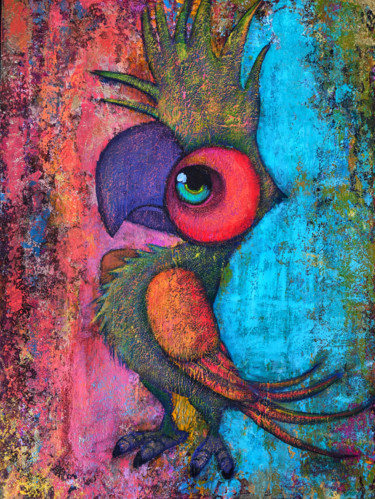 Картина под названием "Птица" - Екатерина Ачкасова, Подлинное произведение искусства, Акрил