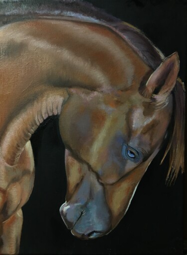 Painting titled "Horse" by Ekaterina Achkasova, Original Artwork, Oil