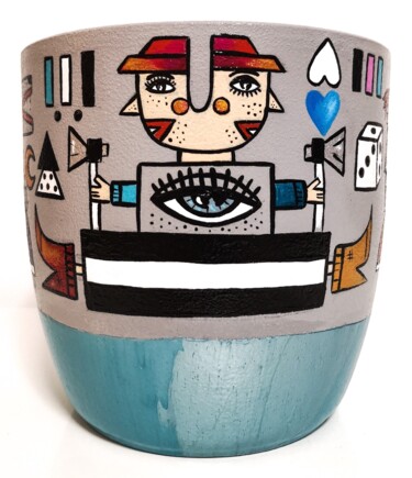 Design intitulée "Pot de fleurs - Kat…" par Katya M, Œuvre d'art originale, Céramique