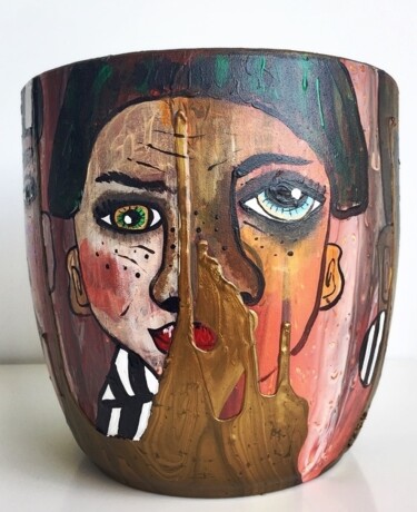 Design intitulée "Pot de fleurs - Kat…" par Katya M, Œuvre d'art originale, Céramique