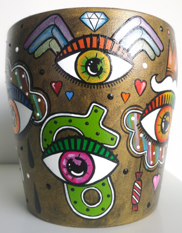 Design intitulée "Pot de fleurs- Katy…" par Katya M, Œuvre d'art originale, Acrylique
