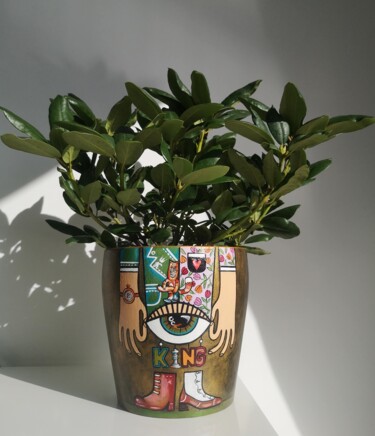 Художественная композиция под названием "Pot de fleurs- Katy…" - Katya M, Подлинное произведение искусства, Акрил
