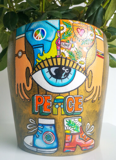 Design intitulée "Pot de fleurs- Katy…" par Katya M, Œuvre d'art originale, Acrylique