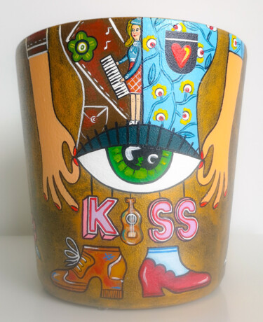 Design mit dem Titel "Pot de  fleurs- Kat…" von Katya M, Original-Kunstwerk, Zubehör
