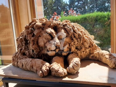 Sculpture titled "couple de lion" by Katyveline Ruiz, Original Artwork, Terra cotta