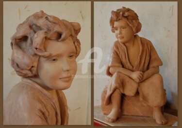 Sculptuur getiteld "petite-soeur" door Katyveline Ruiz, Origineel Kunstwerk, Terra cotta