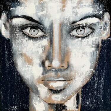 Картина под названием "Portrait no. 6321 b…" - Anita Kaufmann, Подлинное произведение искусства, Акрил Установлен на Деревян…