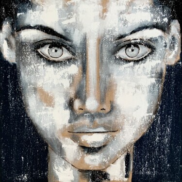 Portrait no. 6321 black and white Pintura intitulada "Portrait no. 6321 b…" por Anita Kaufmann, Obras de arte originais, Acrílico Montado em Maca de lona
