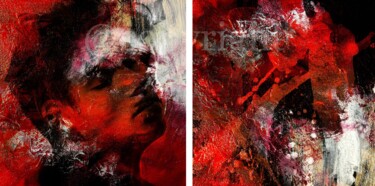 Digital Arts titled "Portrait + Abstract…" by Anita Kaufmann, Original Artwork, Digital Painting Mounted on Aluminium