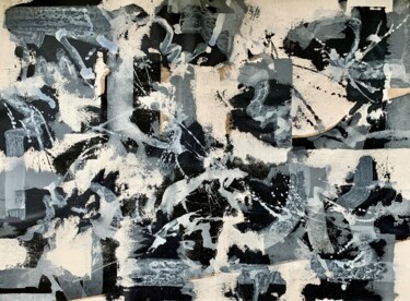 Pintura intitulada "Abstract black and…" por Anita Kaufmann, Obras de arte originais, Acrílico