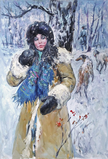 Картина под названием "winter" - George Shchegol, Подлинное произведение искусства, Масло Установлен на Деревянная рама для…