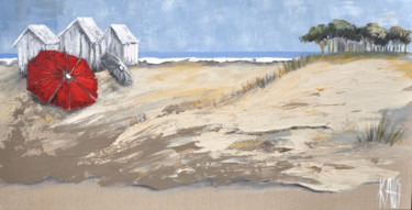 Peinture intitulée "A la plage" par Michèle Kaus (Kaus), Œuvre d'art originale, Acrylique Monté sur Châssis en bois