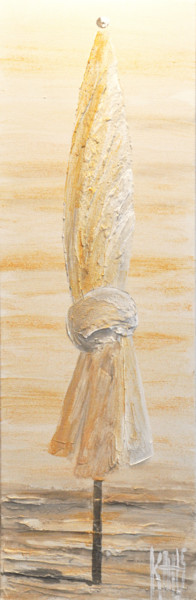 Painting titled "Le parasol, reflets…" by Michèle Kaus (Kaus), Original Artwork, Acrylic Mounted on Wood Stretcher frame
