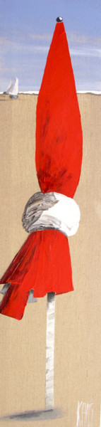 Peinture intitulée "Le parasol rouge" par Michèle Kaus (Kaus), Œuvre d'art originale, Acrylique Monté sur Châssis en bois