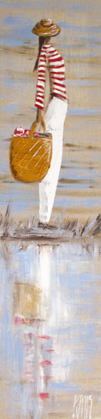 Peinture intitulée "Belle sur la plage" par Michèle Kaus (Kaus), Œuvre d'art originale, Acrylique Monté sur Châssis en bois