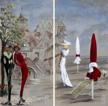 Pintura intitulada "Hotel Normandie, di…" por Michèle Kaus (Kaus), Obras de arte originais, Acrílico Montado em Armação em m…