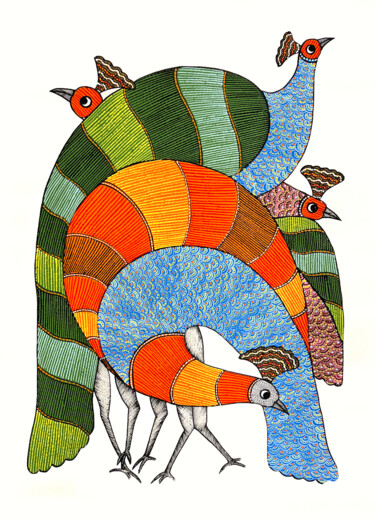 Malerei mit dem Titel "Tree Of Life 01" von Kaushal Prasad Tekam, Original-Kunstwerk, Acryl